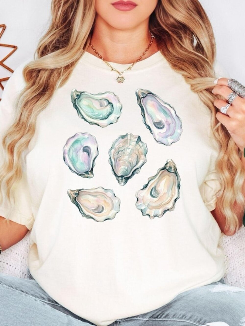 Oyster Shell Shirt, Coastal Sea Shell Tee, Beach Ocean Shirt, Aesthetic Shell254
